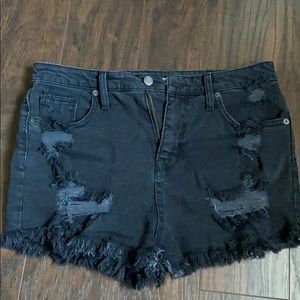 Black High Waisted Denim Shorts